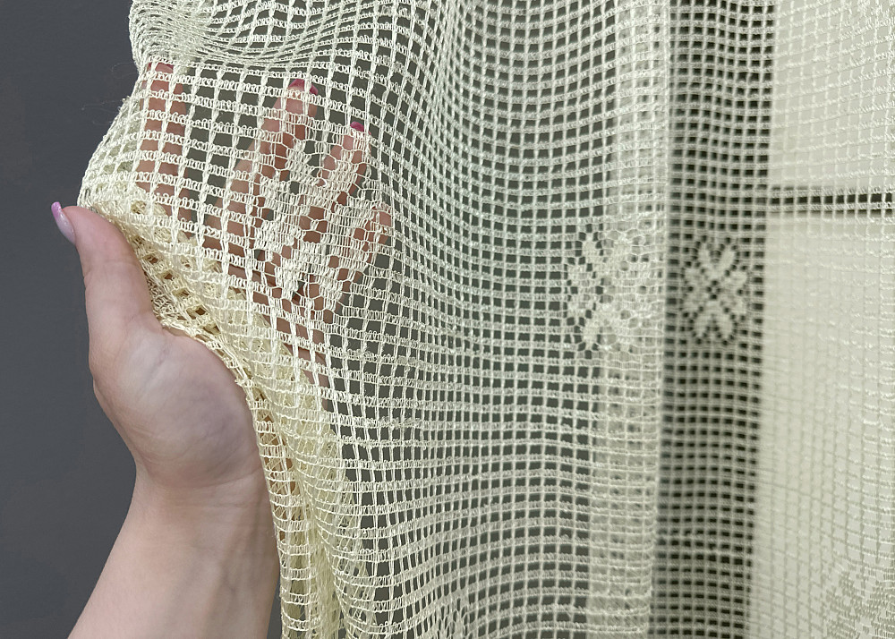 Тюль сетка VR-Textil Juli № 1718т Арка на кухню цвет кремовый с карамельным 400х160 см (53-0034) Киев - изображение 3