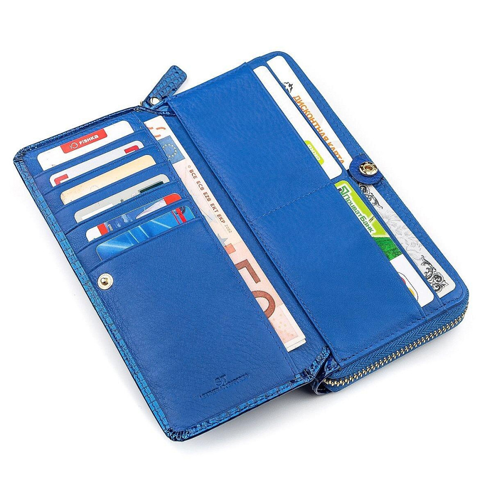 Кошелек женский ST Leather 18435 (S7001A) лакированный Синий Киев - изображение 3