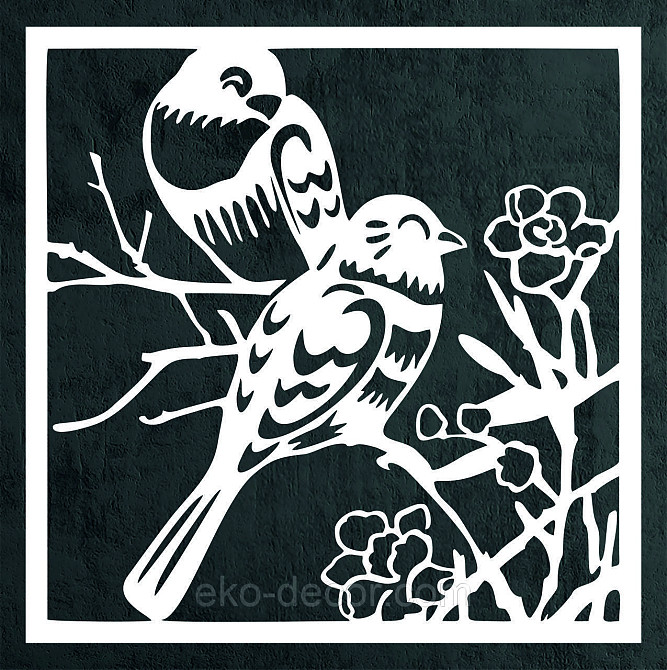 Декоративне настінне Панно «Пташки у квітах», Декор на стіну 70*70 см, Білий Київ - фото 5