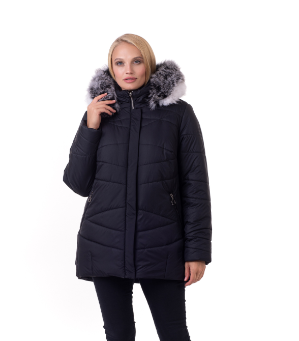 Женский короткий чёрныая куртка пуховик с чернобурки. 48-62р. Киев - изображение 1