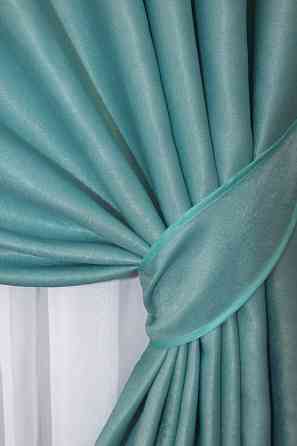 Комплект готовых штор VR-Textil Лен Парма № 1339ш Голубой 150х270 см 2 шт (33-0189) Киев