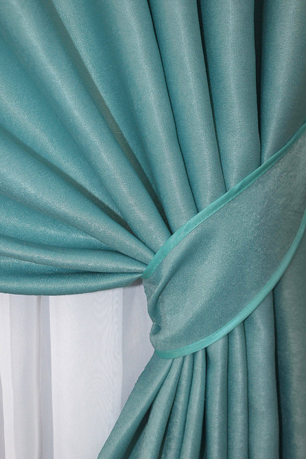 Комплект готових штор VR-Textil Льон Парма № 1339ш Блакитний 150х270 см 2 шт (33-0189) Київ - фото 4