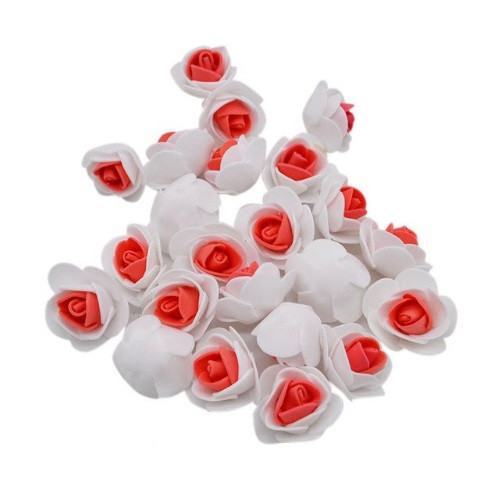 Головки квітів для рукоділля 50 штук 3 см біло-червоний Київ - фото 2