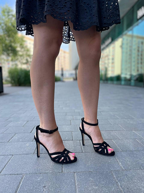 LIRIO Молодіжні босоніжки жіночі з натуральної замші на шпильці чорні класичні LIRIO L0332/9510 Коломыя - изображение 5