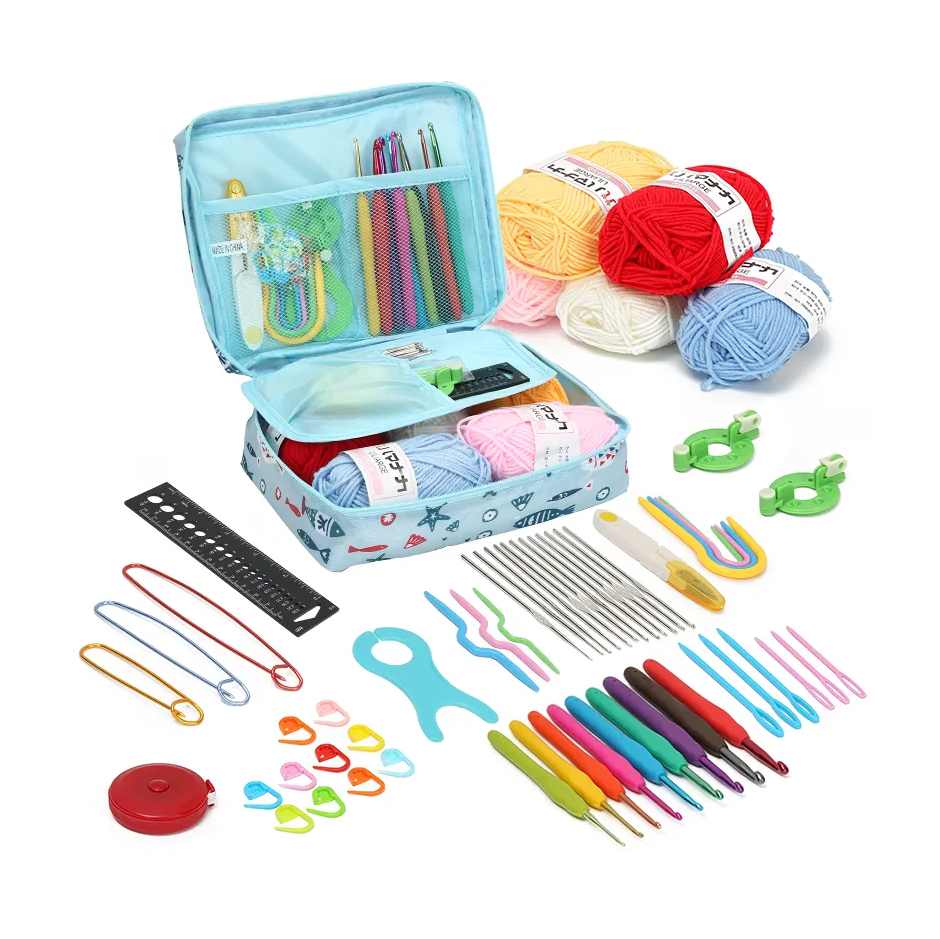 Набор для вязания крючком в косметичке, голубого цвета Каменец-Подольский - изображение 1