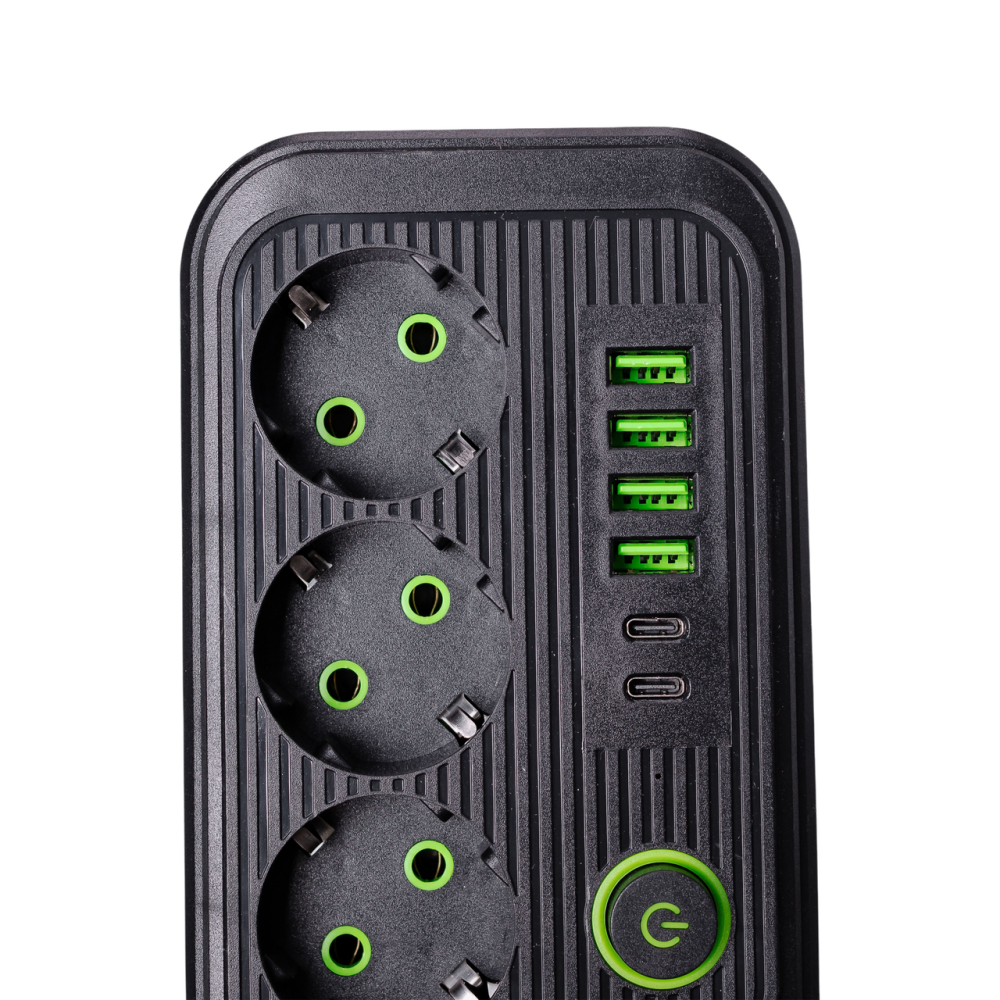 Yiwu Мережевий фільтр кабель 4.75 м подовжувач F16 на 3 розетки 4 usb 2 type-c та кнопкою відкл Коломия - фото 5