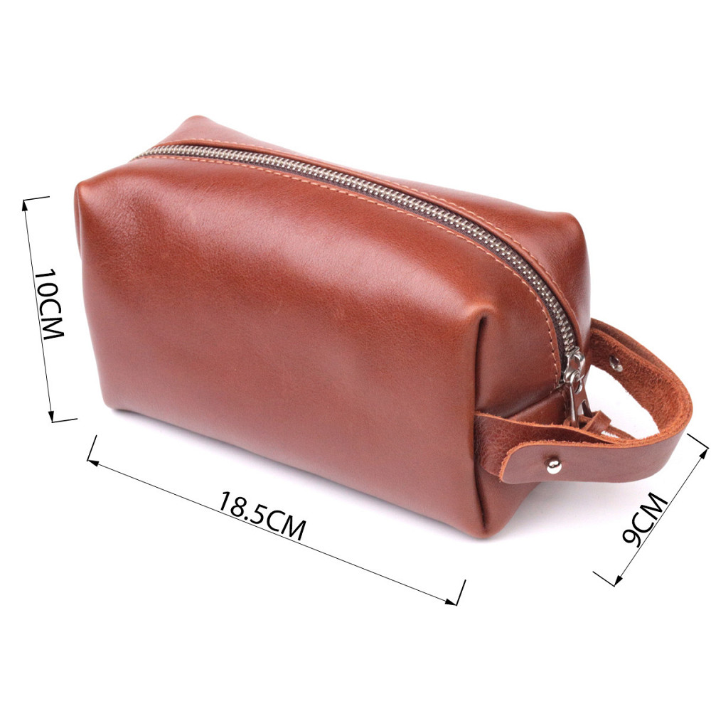 Мужская косметичка среднего размера из гладкой кожи на молнии Сердце (GRANDE PELLE) Киев - изображение 7