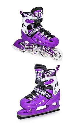 Детские раздвижные ролики-коньки 2 в 1 Scale Sport. Фиолетовые. Размер 38-41 Одесса