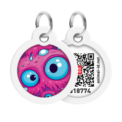 Адресник для тварин WAUDOG Smart ID з QR паспортом "Око монстра", коло 30 мм (230-4049) Вінниця - фото 1