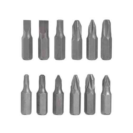 Викрутка реверсивна з комплектом насадок, 12 од., Cr-V INTERTOOL VT-1003 Київ