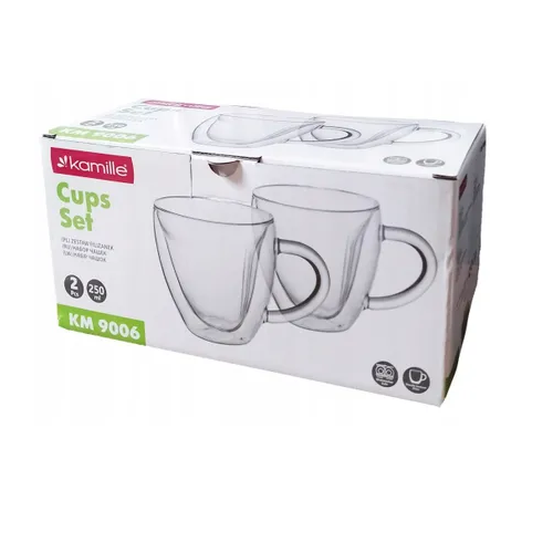 Набір чашок 2шт 250мл з подвійними стінками скло 9006 KAMILLE Житомир - фото 9