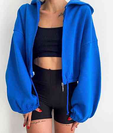 Женская утепленная оверсайз худи на молнии трехнитка на флисе Одесса