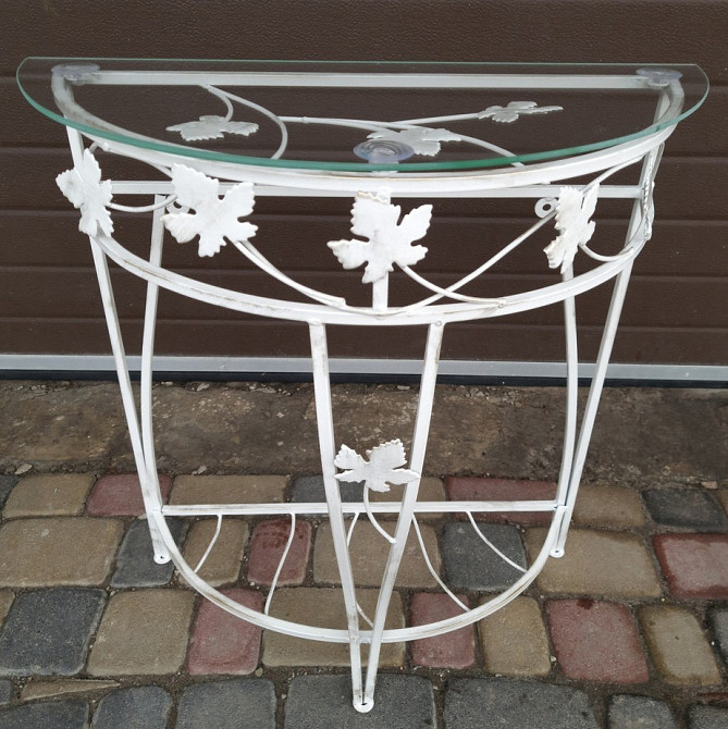 Столик кованый пристенный маленький M-048 Бежевый Киев - изображение 1