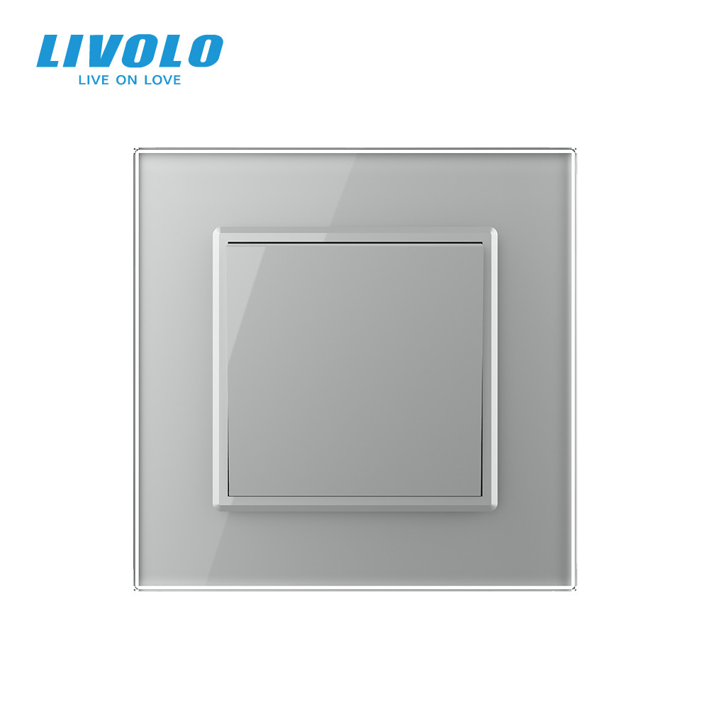LIVOLO Одноклавішний прохідний вимикач Livolo сірий скло (VL-С7FCMKS-2IP) Коломыя - изображение 2