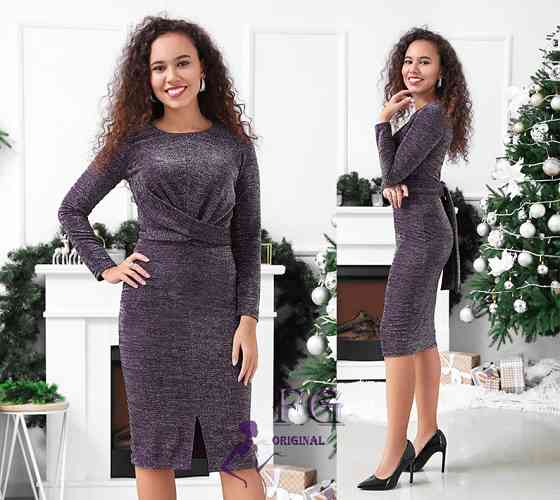 Нарядное платье миди с люрексом 