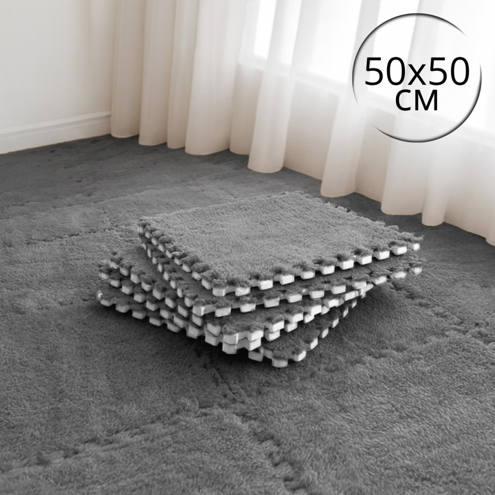 Коврик-пазл с плюшевым покрытием, термоковрик мягкий с ворсом 30 пазлов 50х50 см,толщина 1 см,площадь покрытия 7.5 м², тёмно-серый Каменец-Подольский - изображение 1