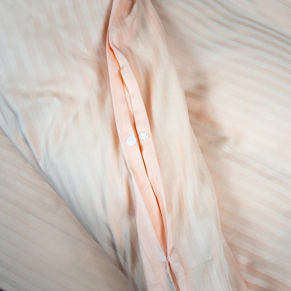 Постільна страйп сатин комплект двоспальний 125 г/м2 YouStar (Персиковий) 2 х 50х70 Суми - фото 3