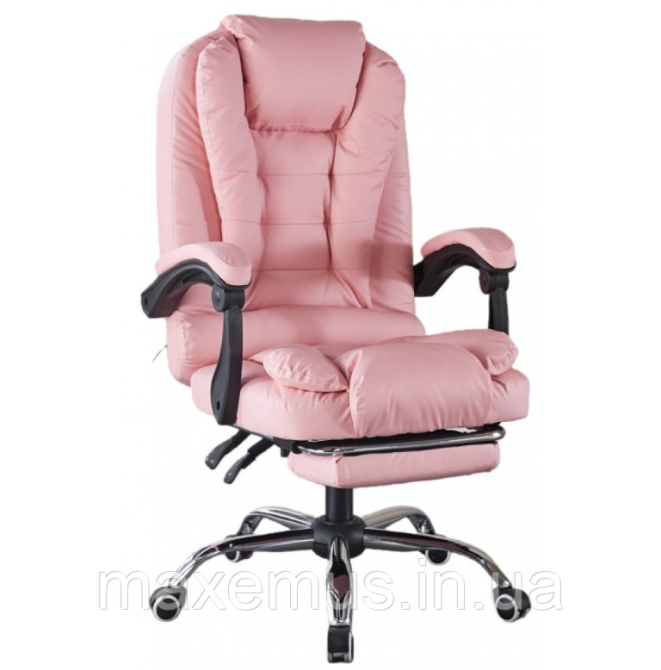 Кресло Bonro B 6 0 7 1 офисное с функцией массажа и выдвижной подставкой для ног кресло компьютерное розовый цвет Мостиска - изображение 3