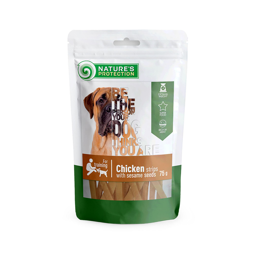 Nature's Protection Chicken strips with sesame Ласощі для собак смужки з курки з кунжутом, 75 г Київ - фото 1