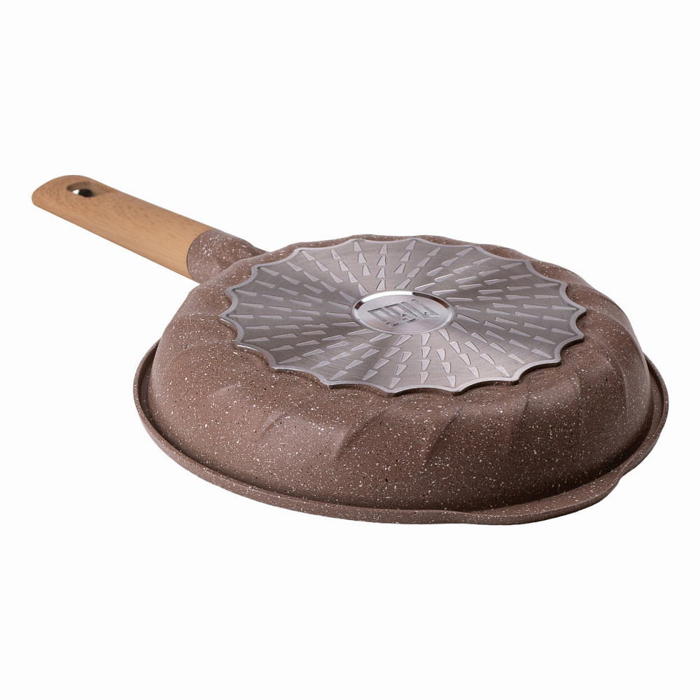 Мармурова алюмінієва сковорода з антипригарним покриттям Ø 26 см бежева MGC HP-4-424CO Київ - фото 3