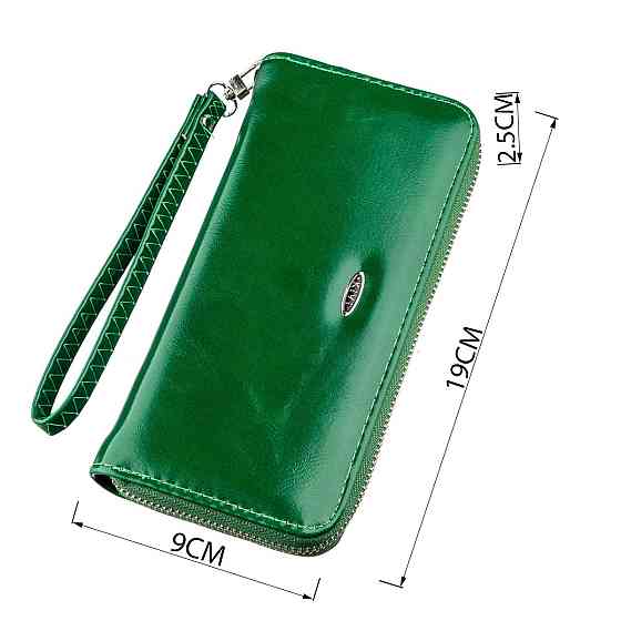 Гаманець жіночий на одну блискавку з екокожі гладкий KIVI 19034 Зелений Київ