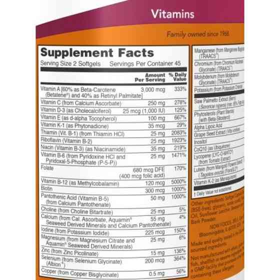 Мультивітаміни для чоловіків NOW Foods ADAM 180 капсул Луцьк