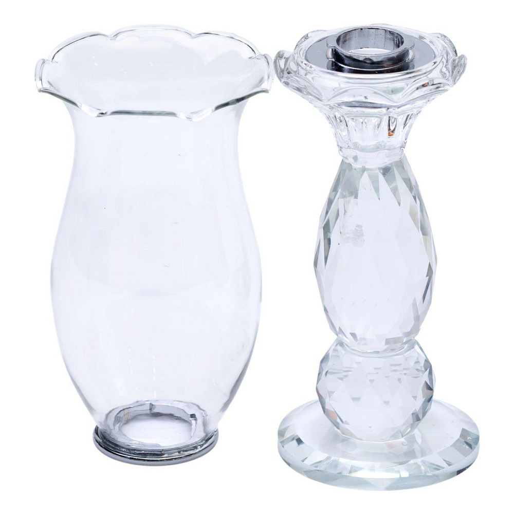 Декоративний скляний підсвічник на ніжці 27.5 см Київ - фото 1