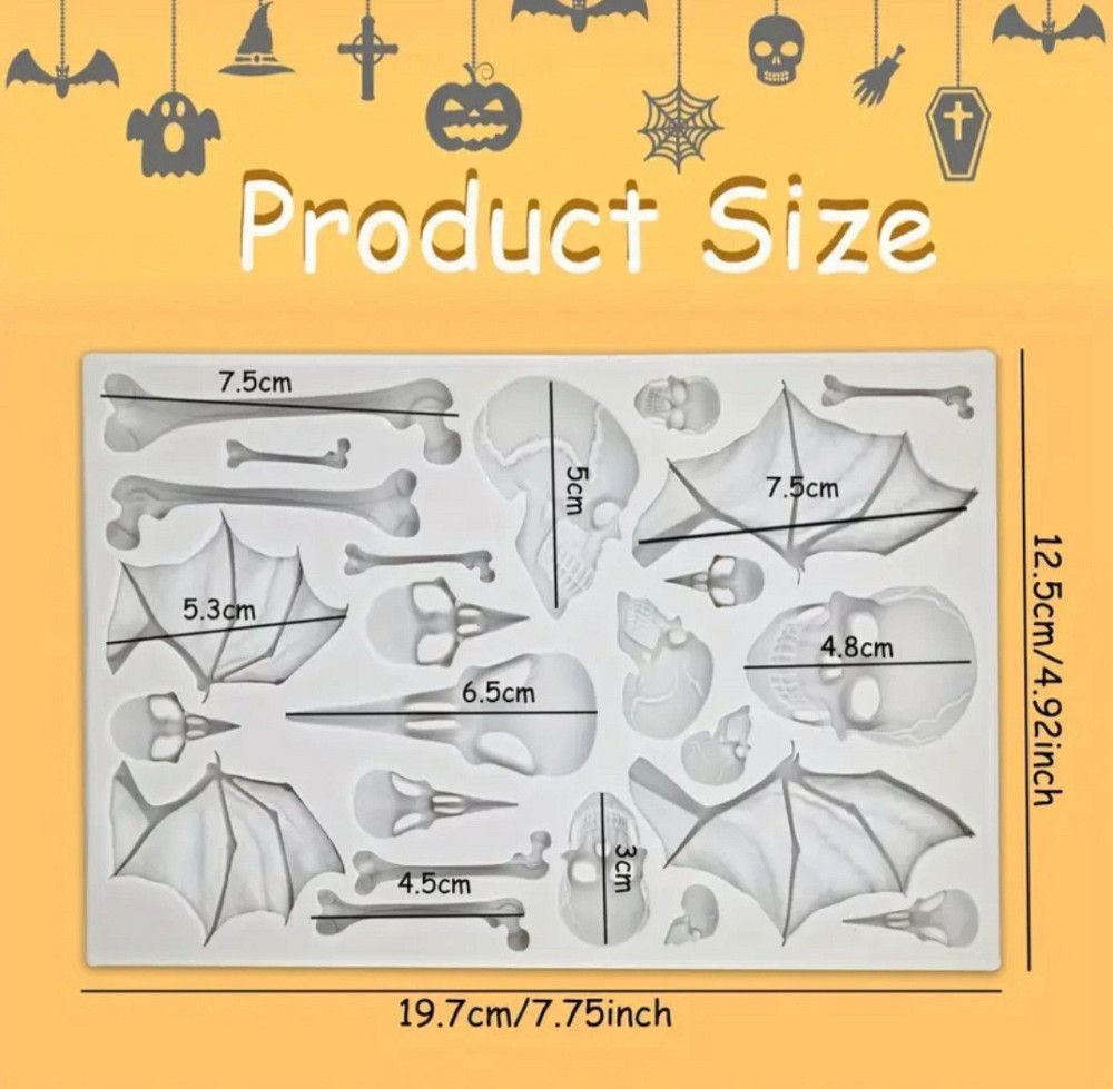 Молд силиконовый Скелет 125 на 197 мм серый Киев - изображение 2