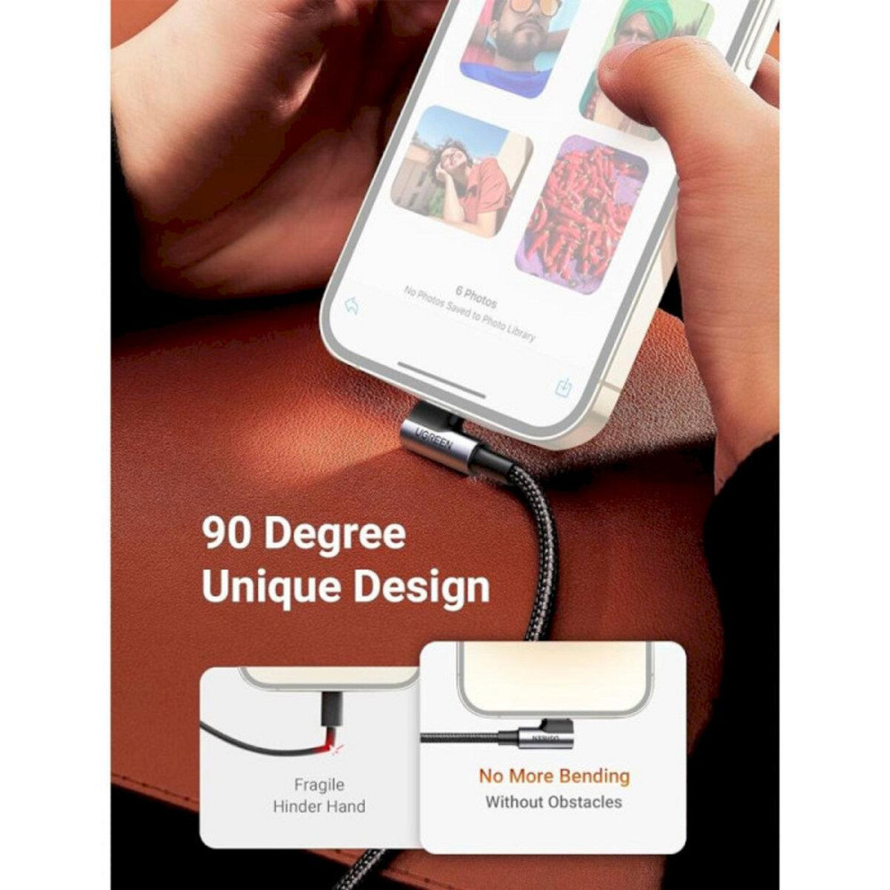 Кабель UGREEN US305 USB-C to Lightning Angled Cable Aluminum Shell Braided 1m(UGR-60763) Николаев - изображение 8