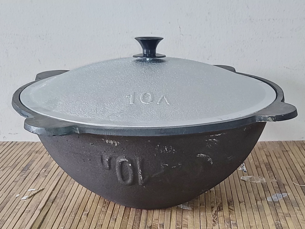 Казан чугунный узбекский 10л с плоским дном и алюминиевой крышкой Киев - изображение 2