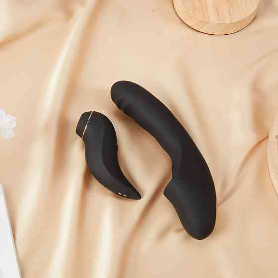 Вибратор 2-в-1 с фрикциями, вакуумом и подогревом BeYourLover FATIMA APP, черный, 19,2 × 6 см Sex Aura Киев