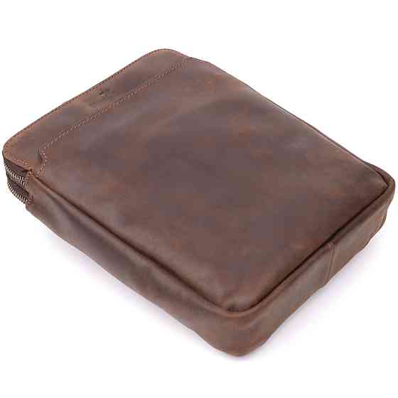 Чоловіча сумка через плече з вінтажної шкіри Shvigel 20866_1 Коричневий Київ