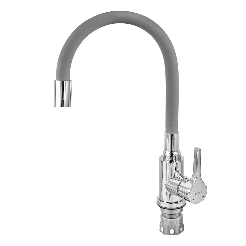 Змішувач для кухні Zerix Rex-011 Chrome Refl.Grey з нержавіючої сталі (Колір хром+силіконовий вилив сірий) (ZX6128)   ( 29053 ) Харьков - изображение 6