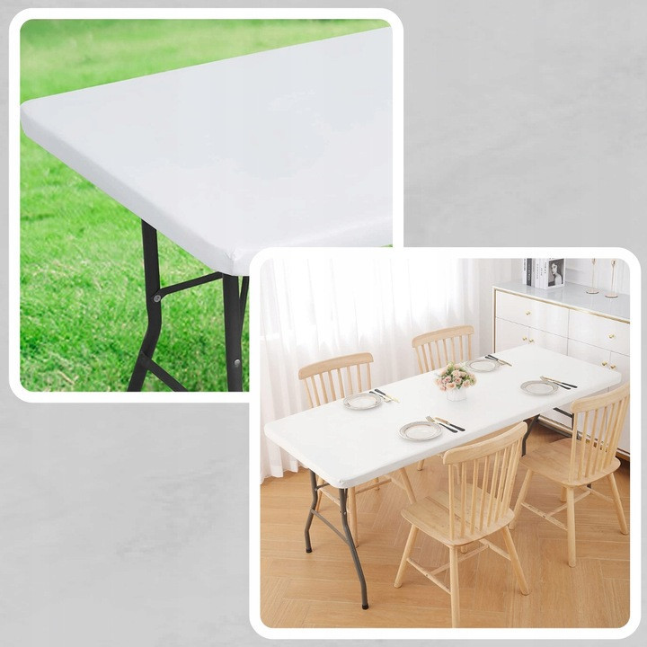 Садовий складний стіл валіза (180 × 75 х 77 см) зі сталі та пластику, легкий та міцний (Білий) Київ - фото 4