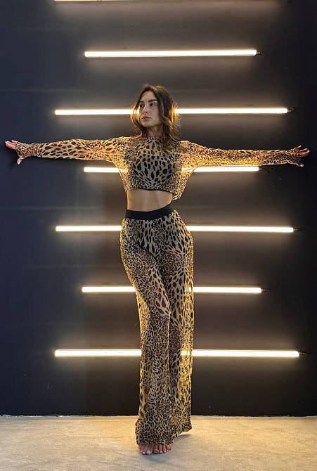 Штаны клеш женские в сетку с шортами Леопард 42/46 Харьков - изображение 1