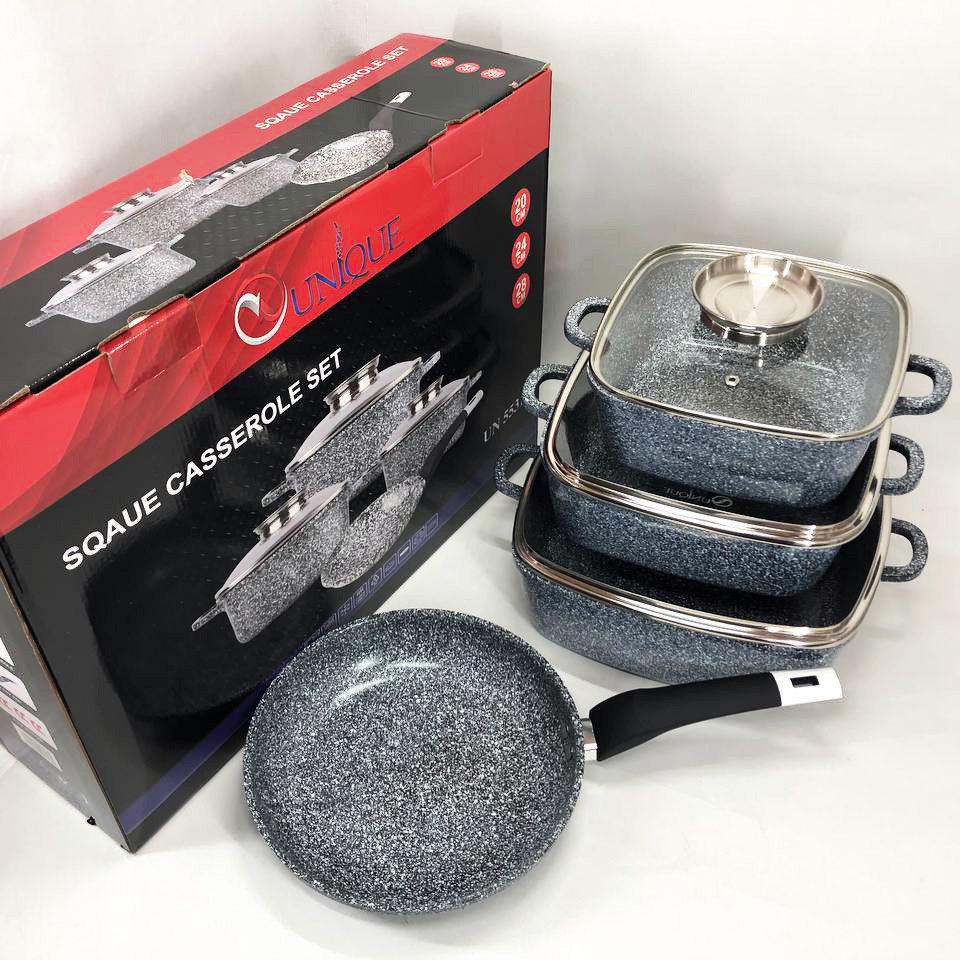 Каструлі гранітні зі сковорідкою, Гранітний посуд з сотейником, Зручний посуд з гранітним покриттям UT-94 Львів - фото 1