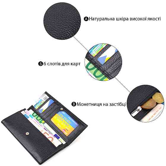 Функциональный кошелек для женщин из натуральной кожи CANPELLINI 21822 Черный Киев