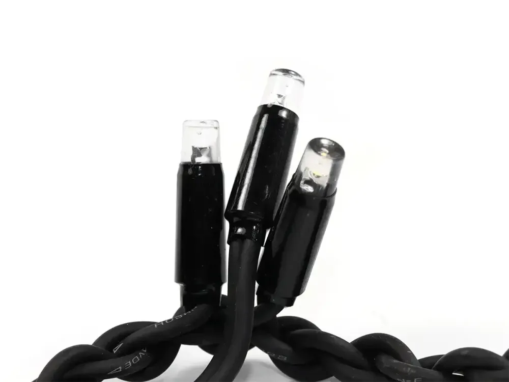 Гірлянда Дощ чорний провід 3,3мм з вилкою прозора циліндрична вулична лампа 200LED (теплий білий) 200-SHORT-CURTAIN-WW-2N Одеса - фото 2