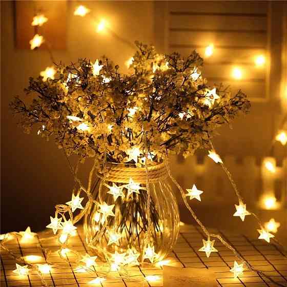 LED Гірлянда "Зірки" (10м, USB) теплі білі, 10M 80LEDs з пультом керування Київ