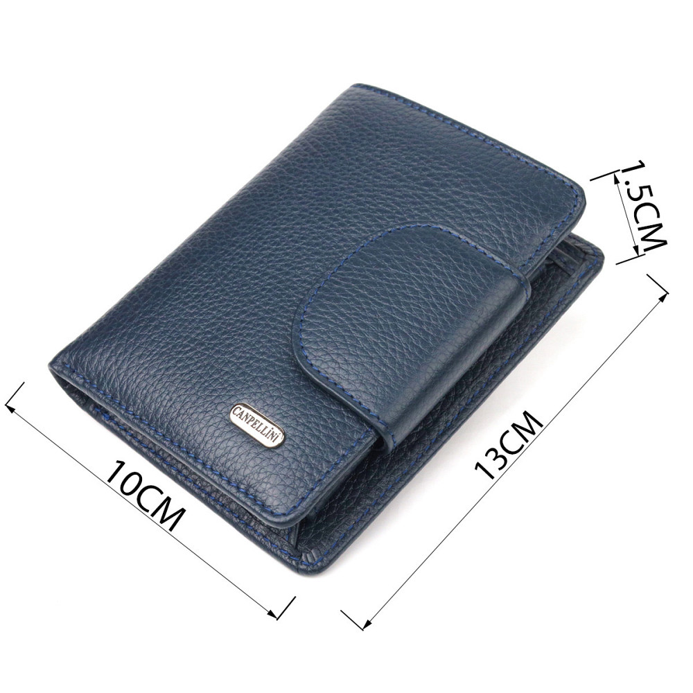 Цікавий вертикальний гаманець із натуральної шкіри CANPELLINI 21675 Синій Київ - фото 8