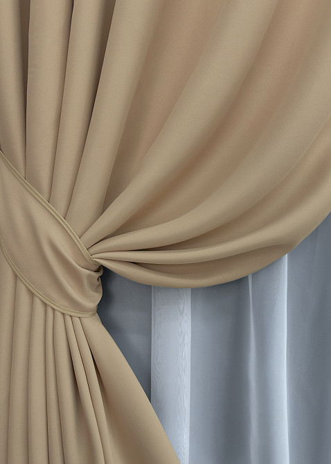 Комплект готовых штор VR-Textil Блекаут Bagema Rvs № 1240ш Бежевый 150х295 см 2 шт (33-0623) Киев - изображение 5