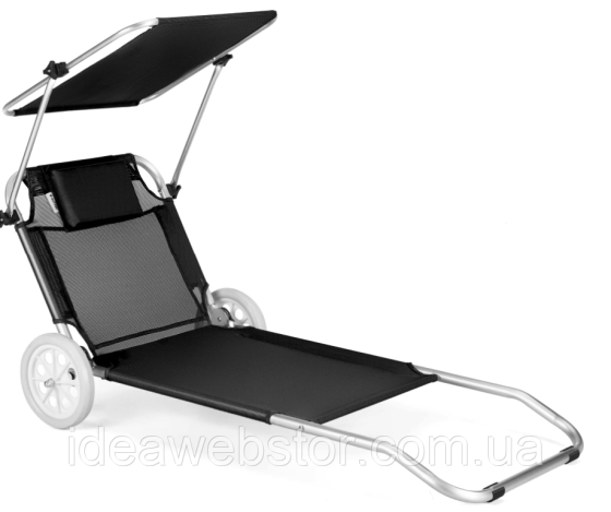 Шезлонг лежак Outtec Sun с козырьком черный Киев