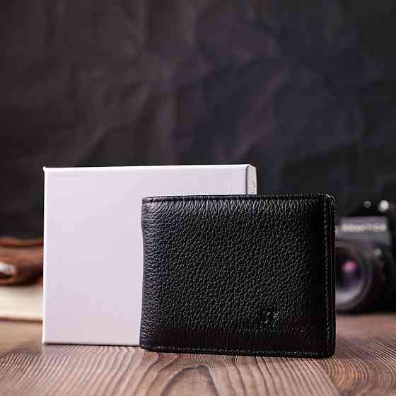 Якісний затиск із натуральної шкіри ST Leather 22472 Чорний Київ