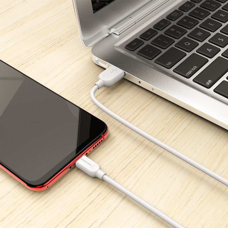 Кабель BOROFONE BX14 USB to Micro 2.4A, 1m, PVC, TPE connectors, White Київ - фото 5