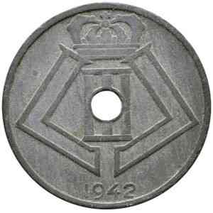 25 сантимів. 1942 рік, Бельгія. (Belgique-Belgie) Полтава