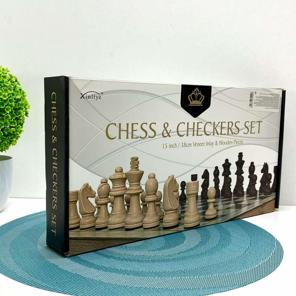 Шахи дерев'яний набір 2 в 1 шашки та шахи 37см (FG240502021L) Чернігів - фото 3