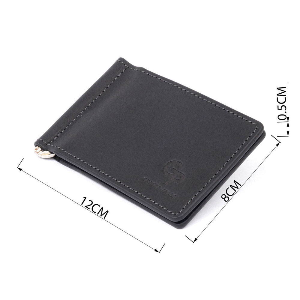 Стильний затискач для грошей без застібки Чорний (GRANDE PELLE) Київ - фото 7