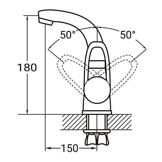 Смеситель HL Ø35 для раковины гусак изогнутый на гайке AQUATICA HL-1A230C (9734000) Киев