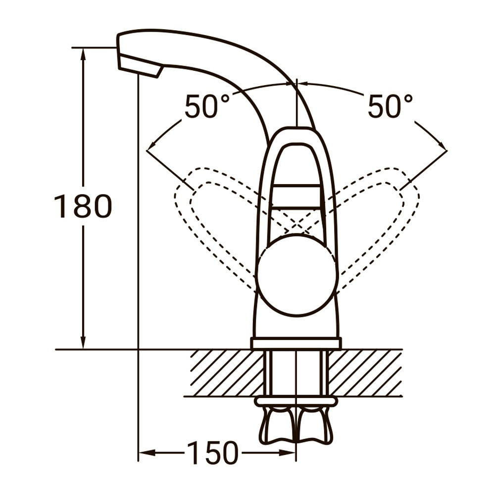 Смеситель HL Ø35 для раковины гусак изогнутый на гайке AQUATICA HL-1A230C (9734000) Киев - изображение 2