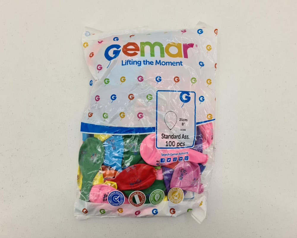 Повітряні кульки пастель "З Днем Народження" 8" (21 см) Gemar 100 шт (1 пач.) Харків - фото 3